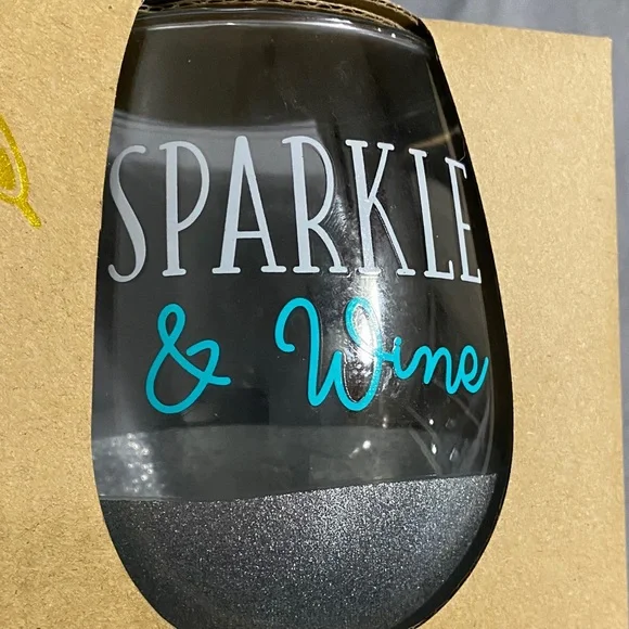 Sparkle & Wine Stemless Glass Set - Teal and Silver - Picture 2 of 5